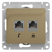Механизм розетки телеф.+комп. 2-м RJ11+RJ45 титан SchE GLS000485