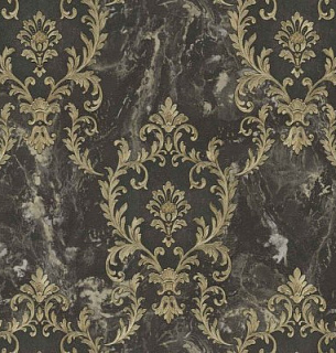 Обои Dekori 83611 Carrara2/дамаск золото на черном мраморе 1,06*10м к 83633