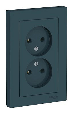 Розетка 2-м СП AtlasDesign 16А IP20 без заземл. в сборе изумруд SE ATN000820