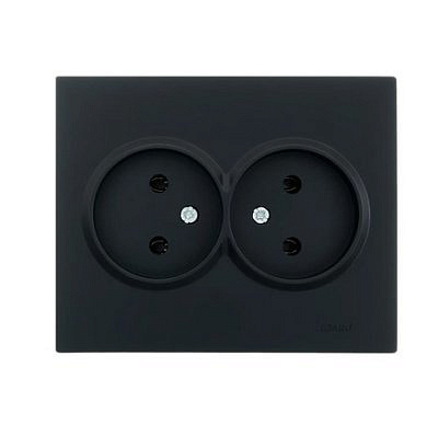 Розетка с рамкой 2ая без заземления черный бархат 742-4200-128_В