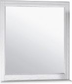 Зеркало шкаф АСБ Берта 85 с полкой белый патина серебро