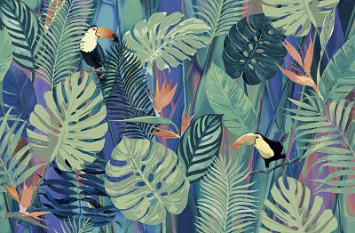 Jungle PWU11JGL1 панно из 2 плиток  400*600*8 (5 к-тов в коробке)