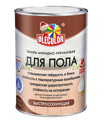 Эмаль для бетонных полов алкидно-уретановая Желто-коричневый 0,8кг Олеколор