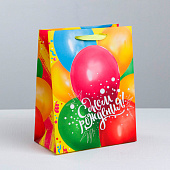 Пакет подарочный ламинированный "В твой День Рождения" 12х15х5,5см "Дарите счастье"