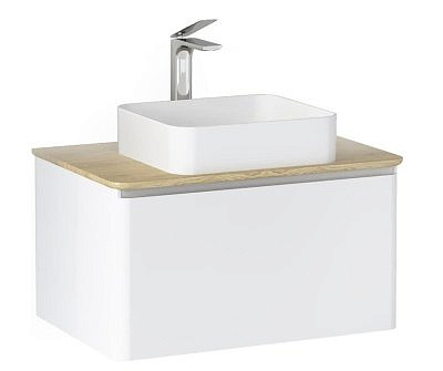 Тумба RAVAL Morelle 80 подвесная Белая/Охра