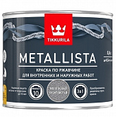 Краска по ржавчине Молотковая Metallista Серебристая 0,9л Тиккурила