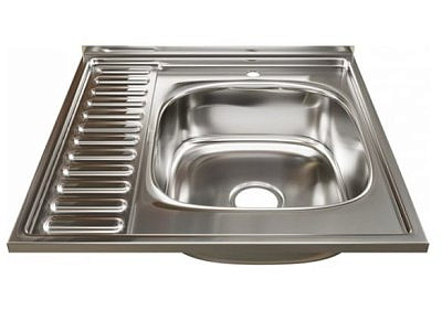 Мойка нержавнющая  600х600мм, 0,6мм, глубина 160мм,накладная, глянец правая Mixline 