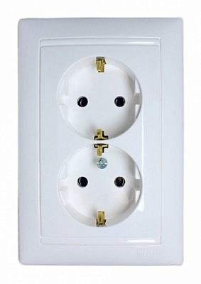 Розетка 2-м СП Valena в сборе с заземл. бел. Leg 774400 