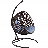 Подвесное кресло КРУГ ЛЮКС Ротанг (КОРИЧНЕВЫЙ),подушка серая