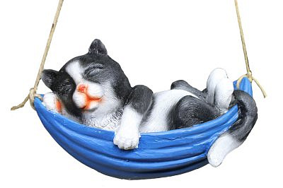 Садовая фигура Котенок в гамаке полистоун