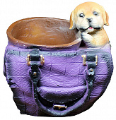 Садовая фигура Кашпо щенок в сумке полистоун