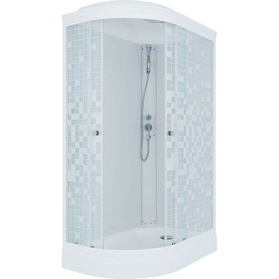Душевая кабина Triton Коралл 120*80 А ДН4,низкий поддон,1/4 круга белый, стекло Мозаика, прав.