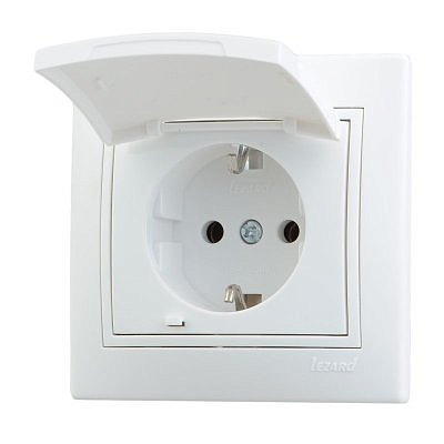 Розетка 701-0202-123 1-гн керамика с/з  с крышкой бел.Мира