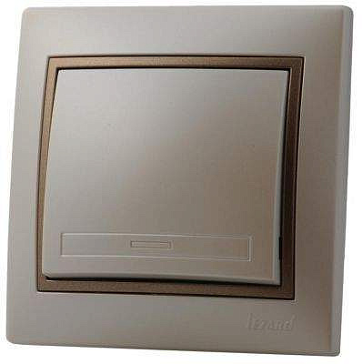 Выключатель LEZARD 1 - клавиша, жемчужный белый с коричневой вставкой 701-3031-100 