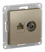 Механизм розетки TV+RJ45 Cat.5 Schneider Electric ATLASDESIGN, оконечная, шампань ATN000589