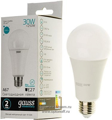 Лампа Gauss LED A67 EL 30w/4000 E27