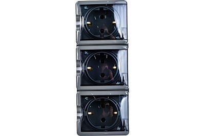 Евророзетка 3-м земля крышка ОП серый 16А IP54 11-2405-03 Era Эксперт