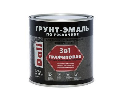 Грунт-эмаль по ржавчине Dali 3 в 1 Графитовая темная медь 0,75л