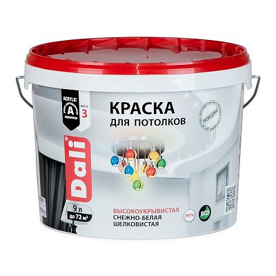 Краска в/д DALI для потолков снежно-белая 9л