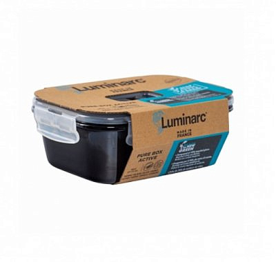 Контейнер BLACK BOX стекло прямоугольный с крышкой 820мл черный