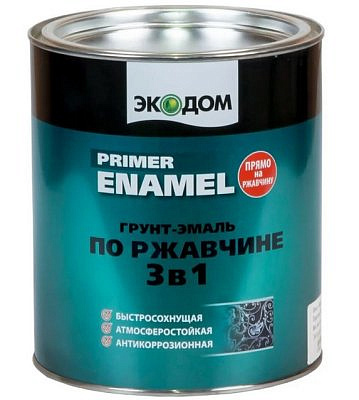 Грунт-эмаль по ржавчине Экодом 3 в 1 Красно-коричневая 0,9кг