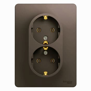 Розетка 2-м с заземлением в сборе шоколад SchE GLS000824
