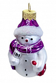 Ёлочное украшение "Снеговик с метлой", прозрачная серия, в подарочной упаковке, h-9см ФУ-407/П