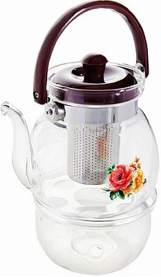 Чайник стекло 1,1л + подогрев, сито МВ 25676