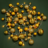 Гирлянда электрическая декоративная из шаров, 5 LED, 281см, 1 режим, 3xААА, золотой, пластик СНОУ БУМ 384-327