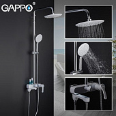 Душевая система Gappo G2402-8 с верхним душем,поворот.излив,белый/хром.