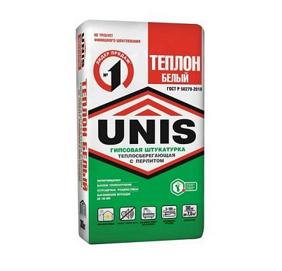 Штукатурка Unis Теплон гипсовая БЕЛЫЙ (30 кг) /1под=40шт/