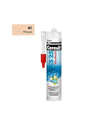 Затирка-герметик CERESIT CS 25 эластичный силиконовый  (натура) 280мл 