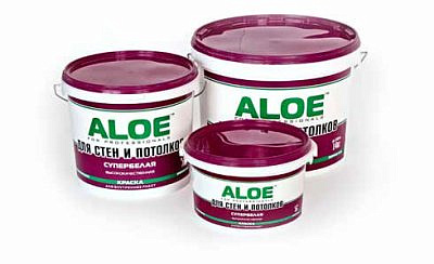 Краска в/д для стен и потолков супербелая 14кг ALOE