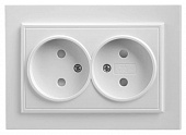 Розетка 703-0226-127 2ная с/з керамика белая/золото 