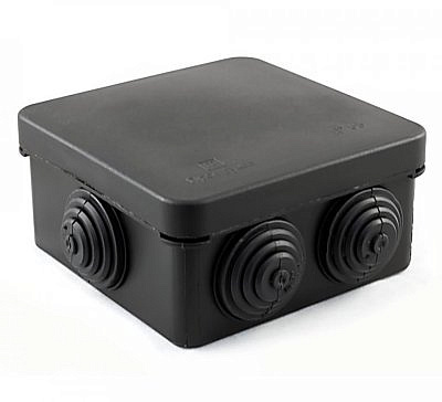 Коробка распределительная ОП  80*80*40мм ЧЕРНАЯ 7 вводов под пистолет IP55 40-0210-9005 Промрукав 