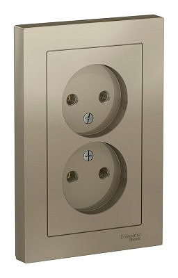 Розетка 2-м СП AtlasDesign 16А IP20 без заземл. в сборе шампань SE ATN000520