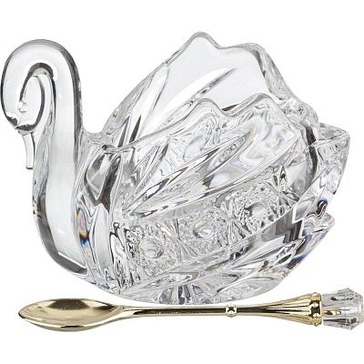 Икорница "MUZA CRYSTAL" С ЛОЖКОЙ 11*7*8,5 СМ. 