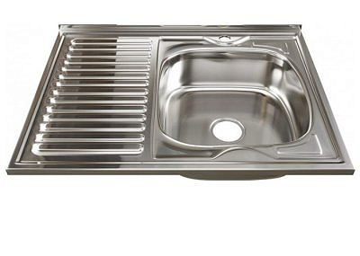 Мойка нержавеющая 800х600мм, 0,6мм, глубина 160мм,накладная, глянец правая  Mixline