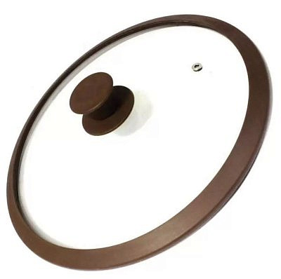 Крышка стеклянная с силиконовым ободком 28см коричневая TimA  4828BR