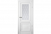 Дверь межкомнатная ALBERO  Прадо vinyl белый молдинг серебро ПО*900 стекло  мателюкс Гранд
