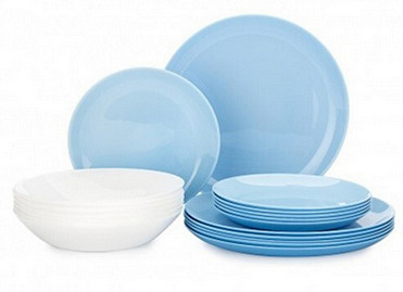 Столовый набор 18 предмета Лайт Блю&Уайт P5911