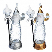 Светильник LED Дед Мороз с фонарем, с водой и блест 30,5х9,3 см