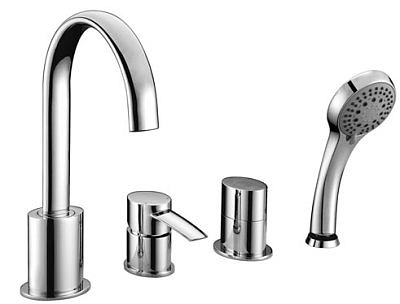 Смеситель для ванны Lemark Atlantiss однорычажный на 4 отверстия высокий излив LM3241C