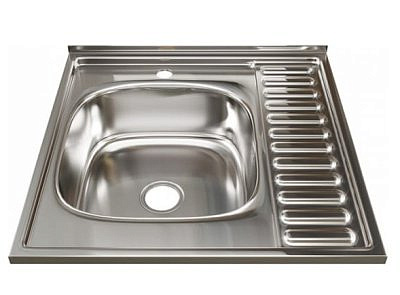 Мойка нержавеющая 600х600мм, 0,8мм, глубина 180мм,накладная, глянец левая Mixline 