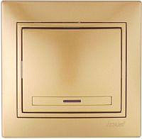 Переключатель 1-клавиша  подсветка , со вставкой , металлик золото Мира 701-1313-111
