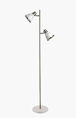 МТ 2019 Белый. Напольный светильник с двумя плафонами (Торшер) Е27, 60Вт.