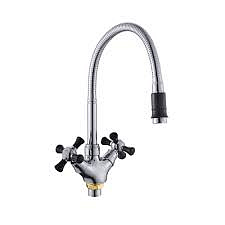 Смеситель для кухни Ростовская Мануфактура SL92BL-279F с высоким изливом хром черный