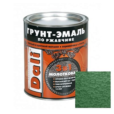 Грунт-эмаль 3в1 Dali Молотковая зелёная 0,23л
