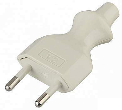 Вилка прямая плоская с кольцом V1 6А белая PC поликарбонат 