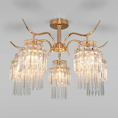 Люстра потолочная Eurosvet 10119/5 золото прозрачный хрусталь Strotskis